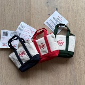 New Trader Joe's Canvas Micro Tote W Grocery Bag | Set of 3 (Red, Green, Blue)